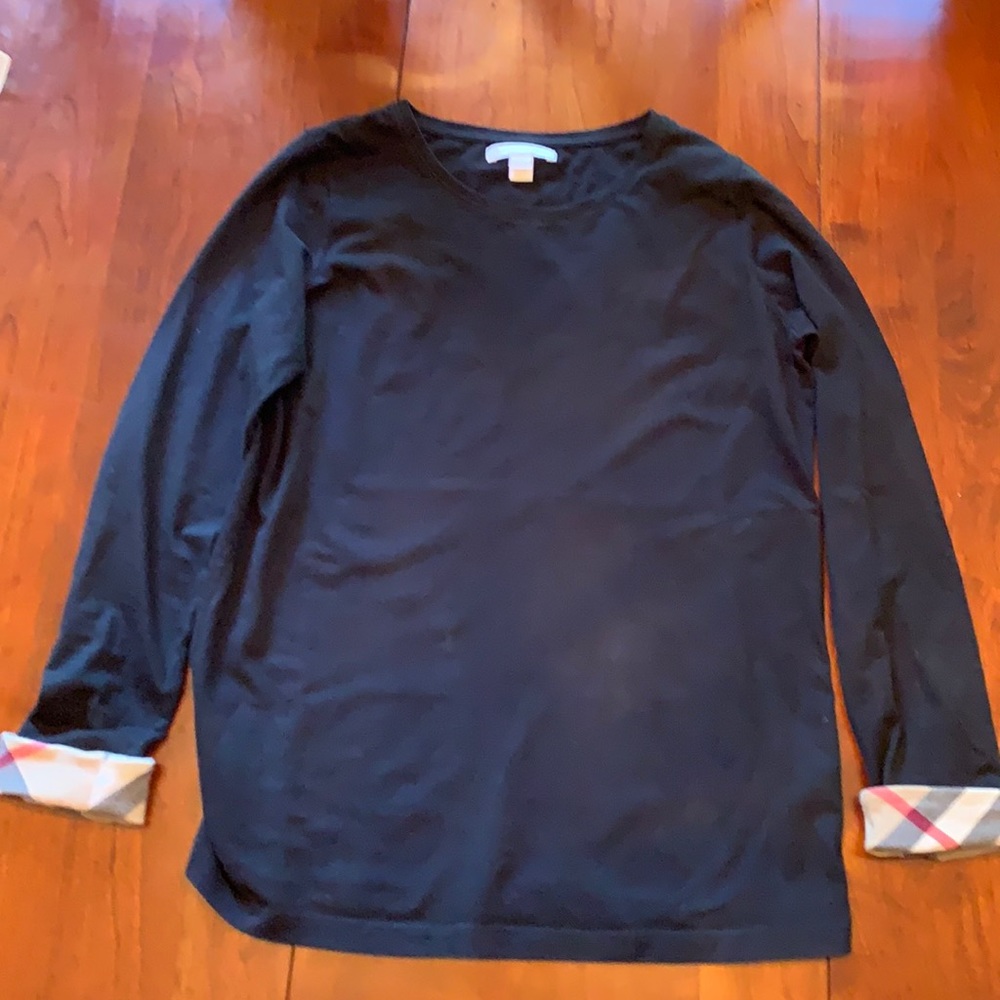 Burberry Girls Long Sleeve Black T-Shirt